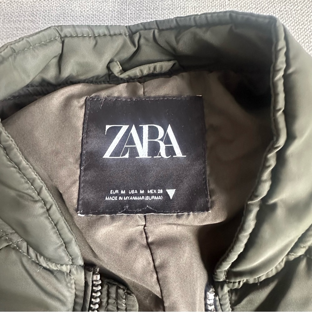 Zara Olive Green Bomber Jacket - Picture 5 of 8